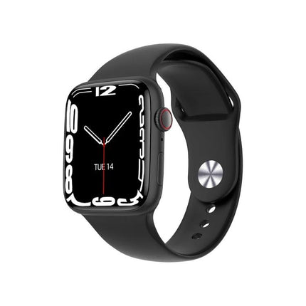 DT NO.I Smart Watch for Everyday Health and Connection Tracking - black silicone band, heart rate and notification display