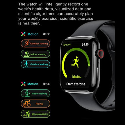 Smart Watch for Everyday Activity and Sleep Tracking - sleek black fitness smartwatch showing motion modes, step and exercise tracking screen