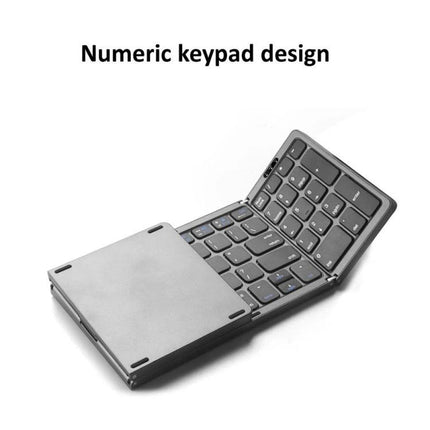 Wireless Foldable Bluetooth Keyboard with Numeric Keypad for Easy Typing - compact Bluetooth 5.1 foldable keyboard showing numeric keypad for travel and multitasking