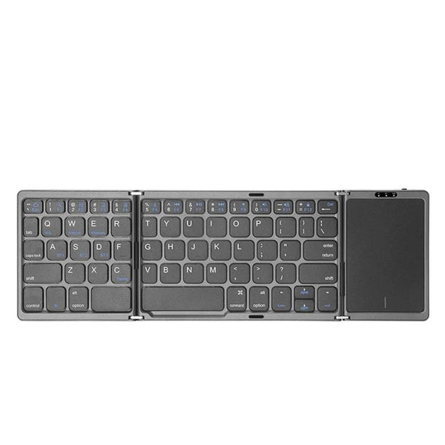 Portable Foldable Bluetooth Keyboard with Touchpad Feature - slim gray foldable Bluetooth keyboard with integrated touchpad for travel and multi-device use