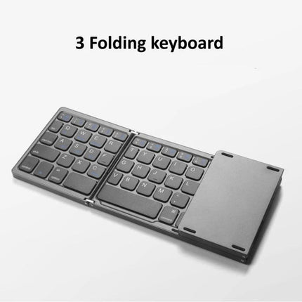 Portable Foldable Bluetooth Keyboard with Touchpad Feature — slim 3-fold wireless keyboard with integrated touchpad, ideal for travel and multitasking