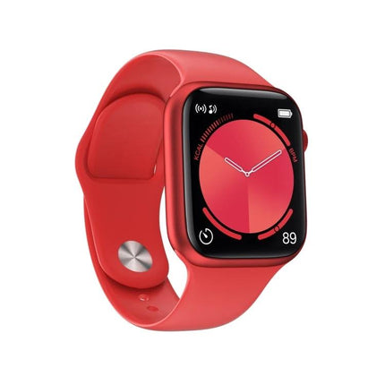 Smart Watch for Everyday Health Tracking and Notifications red silicone smartwatch showing heart-rate display and notification icons