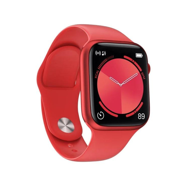 Smart Watch for Everyday Health Tracking and Notifications red silicone smartwatch showing heart-rate display and notification icons