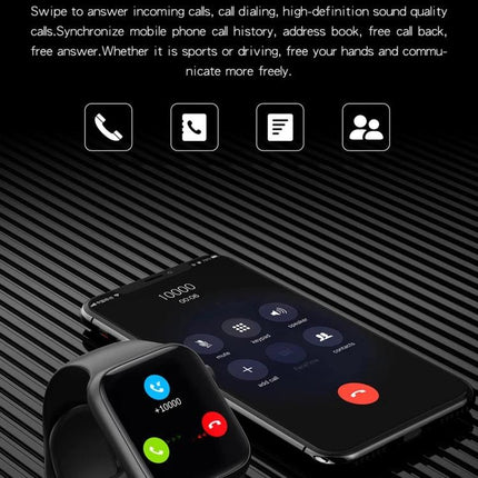 Smart Watch for Everyday Health Tracking and Notifications showing smartwatch and phone screen with call and notification icons