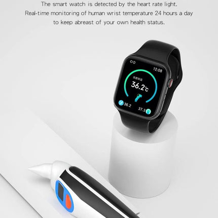 Smart Watch for Everyday Health Tracking and Notifications - black smartwatch showing heart rate and wrist temperature display