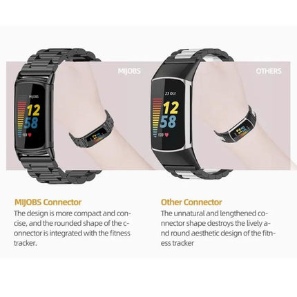 Mijobs Stainless Steel Watch Band for Fitbit Charge 5