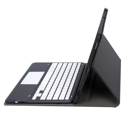 Bluetooth Keyboard Case for Samsung Galaxy Tab S8+ and S7+ FE - black folio with integrated Bluetooth keyboard and stand, side view