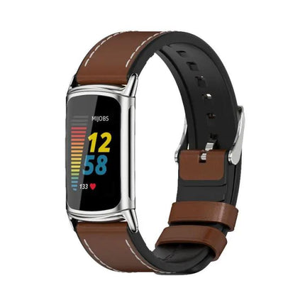 Mijobs TPU Leather Replacement Band For Fitbit Charge 5