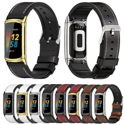 Mijobs TPU Leather Replacement Band For Fitbit Charge 5