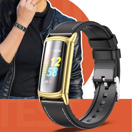Mijobs TPU Leather Replacement Band For Fitbit Charge 5