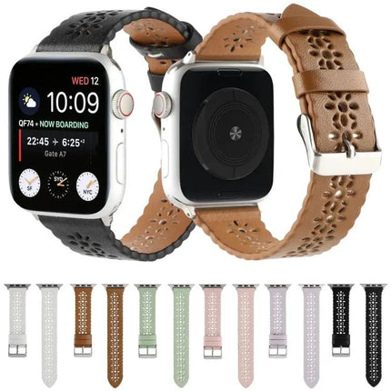 Genuine Leather Hollow Watch Band For Apple Watch 38-45mm