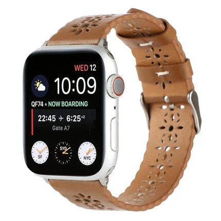 Genuine Leather Hollow Watch Band For Apple Watch 38-45mm
