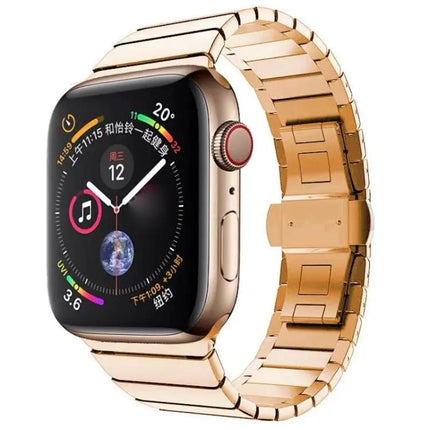 Steel Butterfly Buckle Watch Band For Apple Watch 38-49mm