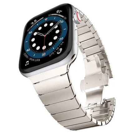 Steel Butterfly Buckle Watch Band For Apple Watch 38-49mm