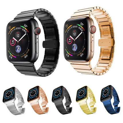 Steel Butterfly Buckle Watch Band For Apple Watch 38-49mm