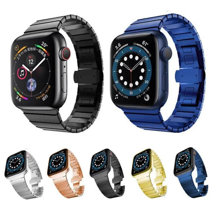 Steel Butterfly Buckle Watch Band For Apple Watch 38-49mm