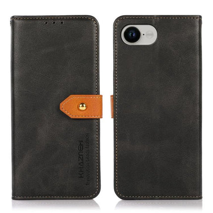 Khazneh Leather Phone Case With Card Slots - slim PU folio with card slots, cash pocket and kickstand, dark brown with tan strap