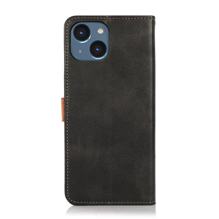KHAZNEH Leather Phone Case for Everyday Protection black PU leather wallet case with card slots and built-in stand