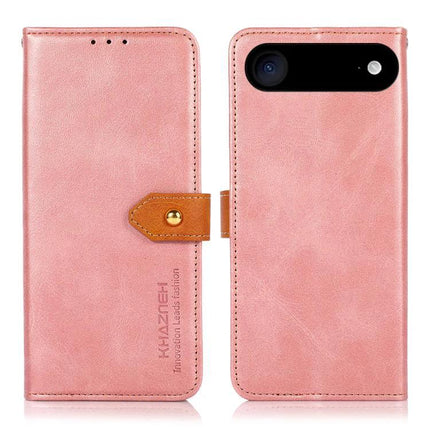 KHAZNEH Leather Phone Case for Everyday Protection pink PU folio with built-in stand, card slots and magnetic strap