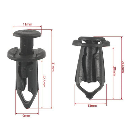 Car Hood Fender Bumper Fixing Kit All In One For Quick Car Repairs black carbon steel push rivet clip with dimensions for Infiniti Nissan splash shield