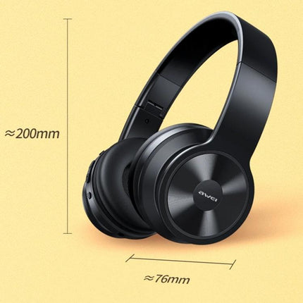 Awei Foldable Wireless Headphones For Commuting And Remote Work black foldable over-ear headphones with retractable headband