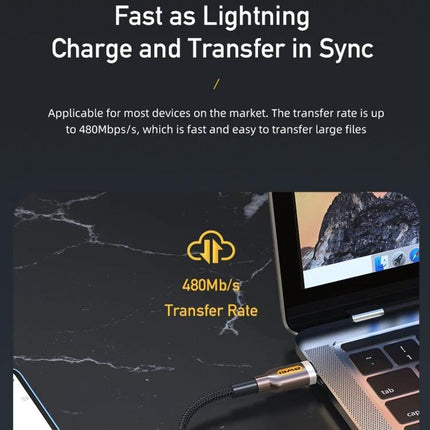 Awei Type-C to Lightning Cable for Daily Device Charging fast 480Mb/s transfer between iPhone and USB-C laptop, 1m braided cable