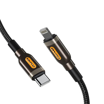 Awei 1M Type-C Cable for Everyday Device Charging braided cable with Type-C to Lightning connectors for reliable charging and data transfer