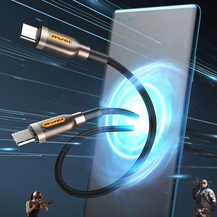 Awei 1M Type-C Cable for Everyday Device Charging connecting phone for fast charging and data transfer