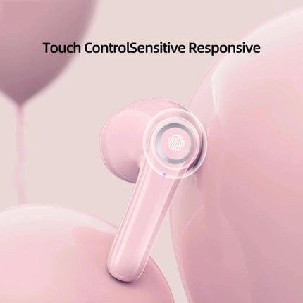 USAMS Half In Ear Wireless Earbuds With Transparent Shell pink half in-ear earbuds touch control compact charging case