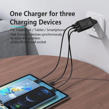 Awei Travel Charger for Everyday Device Power on the Go - 65W GaN wall charger powering phone and tablet simultaneously