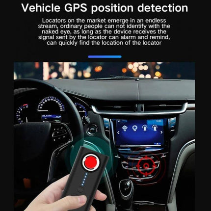 T1 Detector for Hidden Cameras and GPS Tracking Devices handheld scanner detecting vehicle GPS tracker on car dashboard