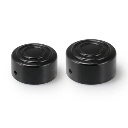 Aluminum Rear Axle Nut Covers for Harley Sportster S black anodized pair protecting rear axle hardware with low-profile finish