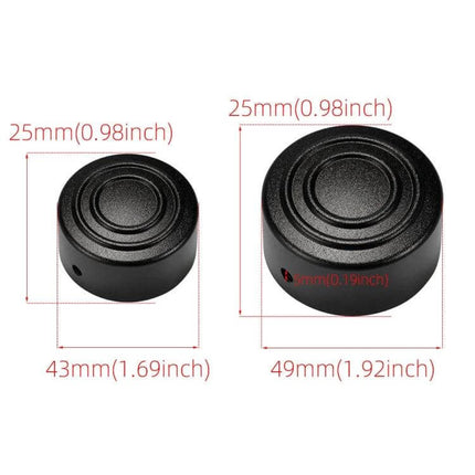 Aluminum Rear Axle Nut Covers for Harley Sportster S black hard-anodized protective rear axle nut caps, 43mm and 49mm sizes shown