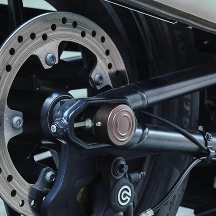 Aluminum Rear Axle Nut Covers for Harley Sportster S protecting rear axle hardware with hard anodized finish for daily commuting and weekend rides