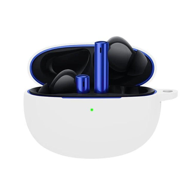 Keep Your Realme Buds Air 3 Safe During Daily Activities with white silicone protective case for earbuds, shockproof, washable, easy charging access