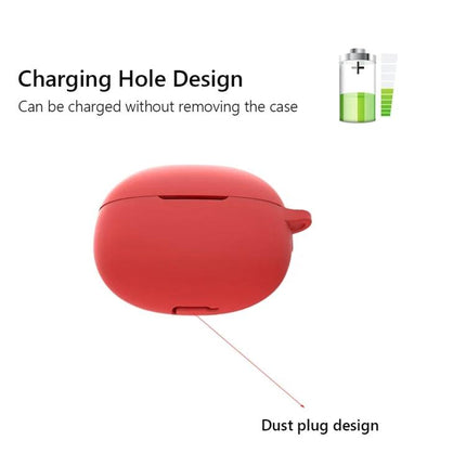Keep Your Realme Buds Air 3 Safe During Daily Activities - red silicone case with charging hole and dust plug design