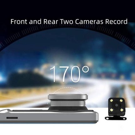 Anytek A60 Dual Camera Driving Recorder for Vehicle Monitoring with 170° wide-angle front and rear cameras, aluminum alloy body and night vision