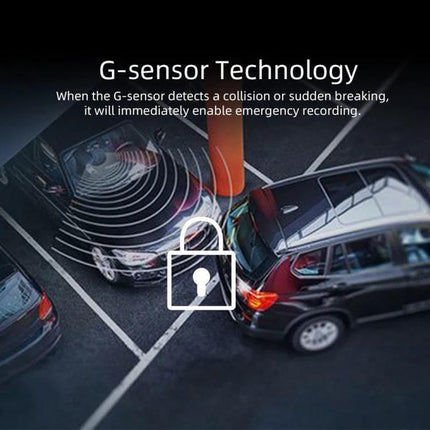 Anytek A60 Dual Camera Driving Recorder for Vehicle Monitoring showing G-sensor collision detection and emergency recording for parking incidents