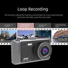 Anytek A60 1080P Dual Lens Car Dash Cam with 4" IPS Display, Night Vision, ADAS, and 170° Wide Angle View