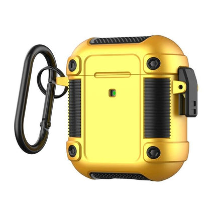 Keep Your AirPods Safe with Tank Case for Daily Use - rugged yellow protective AirPods case with carabiner, charge port access