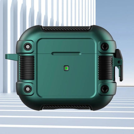 Keep Your AirPods Safe with Tank Case for Daily Use - rugged green protective AirPods case with charging access and carabiner