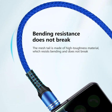 Practical Woven USB Cable for Everyday Device Charging - blue braided, tangle-resistant charging and data cable plugged into smartphone