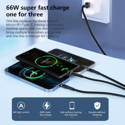 Versatile Charging Cable for Everyday Devices and Travel - braided 66W multi-device charging cable powering phones and tablets on the go