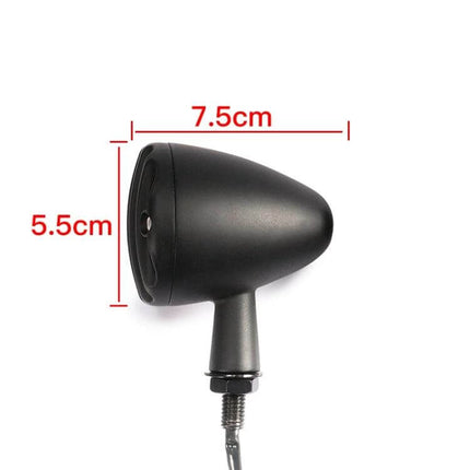 Yellow Retro LED Turn Signal For Harley Motorcycle Pair - black aluminum alloy housing, 7.5cm x 5.5cm compact vintage-style mount