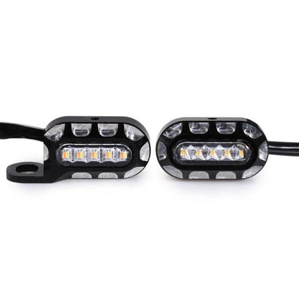 Rearview Mirror With LED Turn Signals For Harley Sportster Black – low-profile black aluminum mirror with integrated LED indicators for safer lane changes
