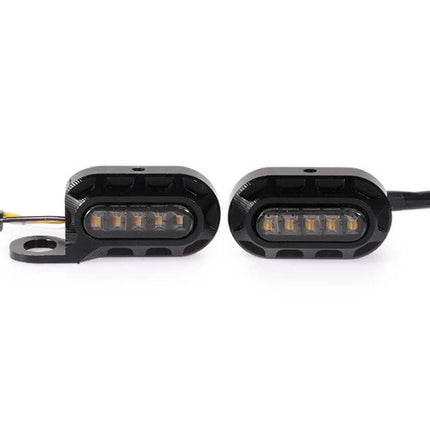 Rearview Mirror With LED Turn Signals For Harley Sportster Black - black aluminum mirror with integrated LED indicators for improved visibility