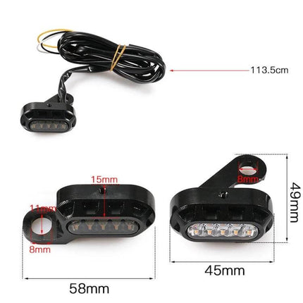 Rearview Mirror With LED Turn Signals For Harley Sportster Black - compact black LED turn signal mirror with 113.5cm wire and mounting dimensions