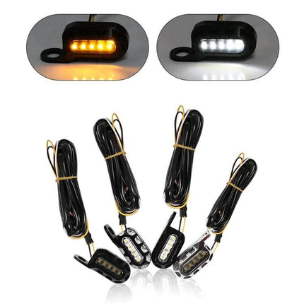 Rearview Mirror With LED Turn Signals For Harley Sportster Black - black aluminum housing with integrated amber and white LED indicators