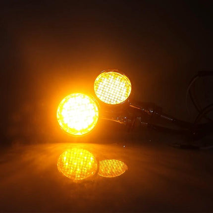 Universal Motorcycle LED Turn Signal Dual Color Yellow and Red - bright dual-color LED turn signals with aluminum shell for 12V motorcycles