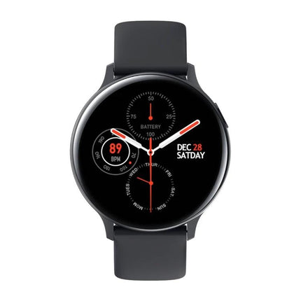 Smart Watch for Everyday Health and Activity Monitoring – black round smartwatch showing heart rate, steps, battery and date, IP68 waterproof design